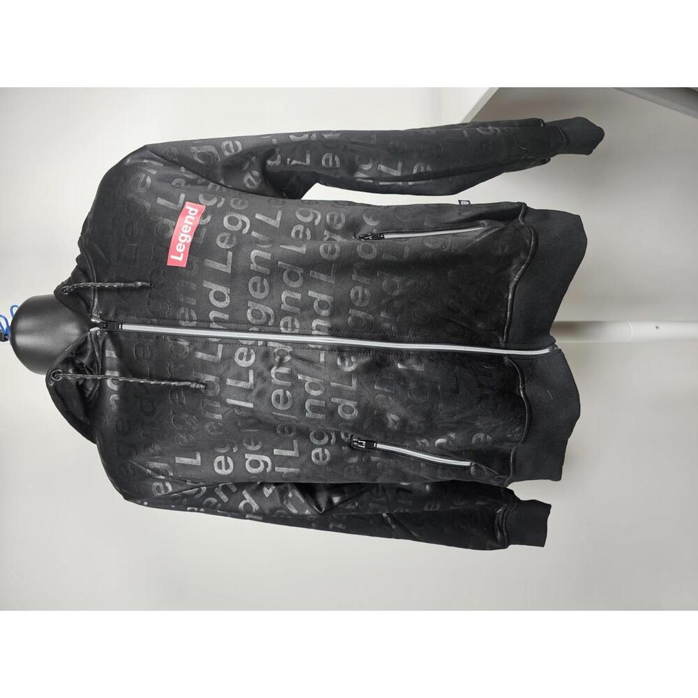 Legend Black Full-Zip Hoodie with Subtle Logo Print